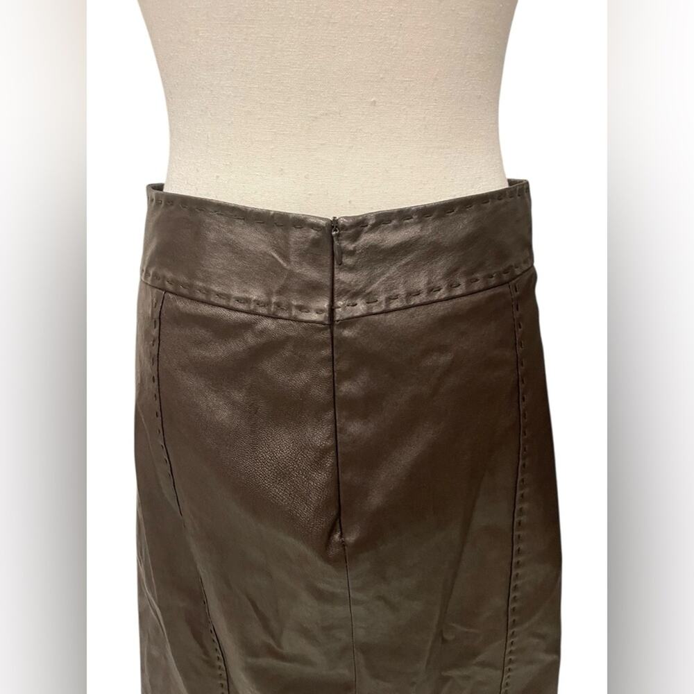 KITON Woman Dark Brown Faux Leather Skirt Size:46 - Picture 6 of 11